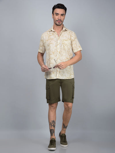 Green Cotton Cargo Shorts-Men Shorts-Crimsoune Club