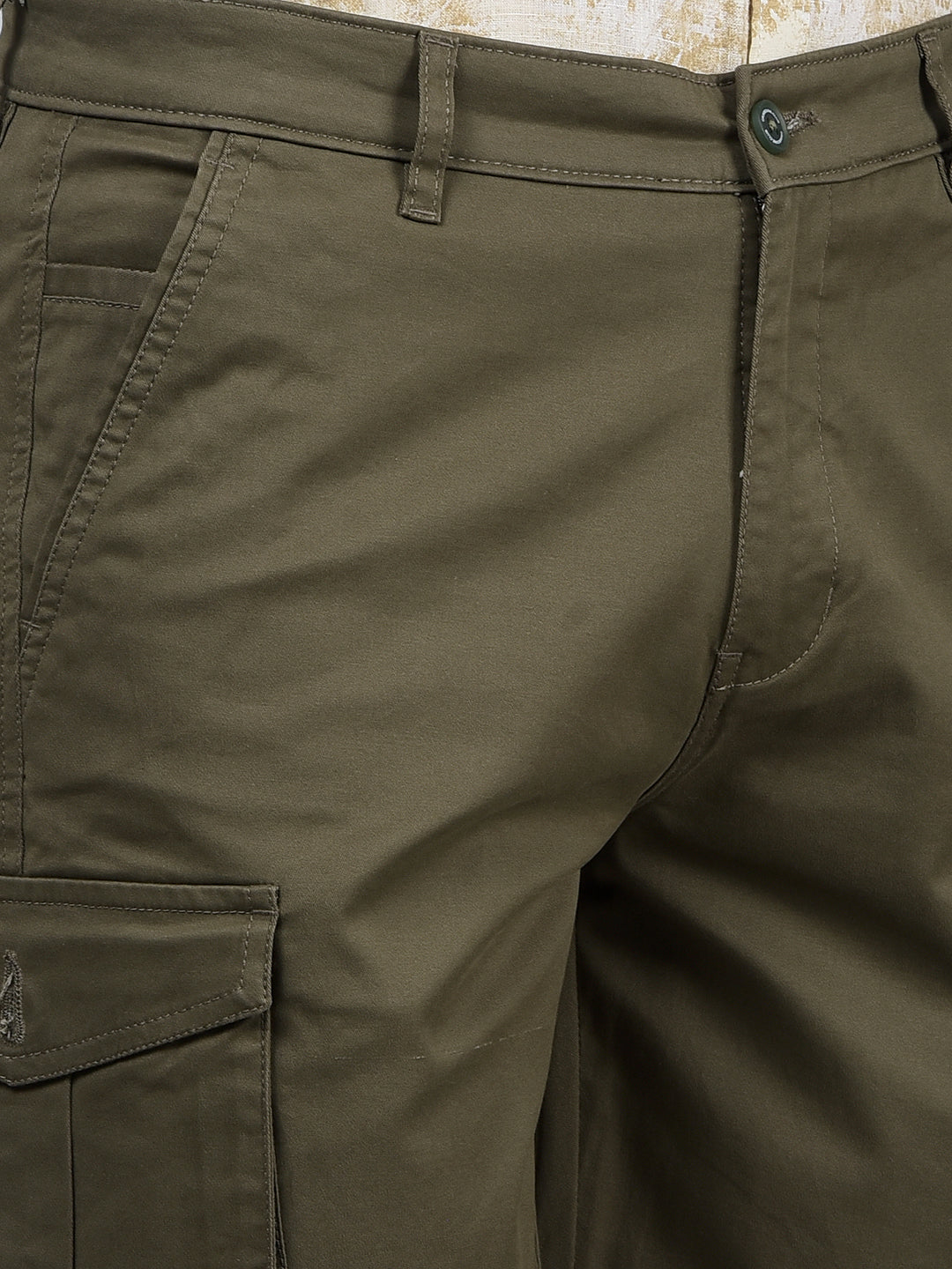 Green Cotton Cargo Shorts-Men Shorts-Crimsoune Club