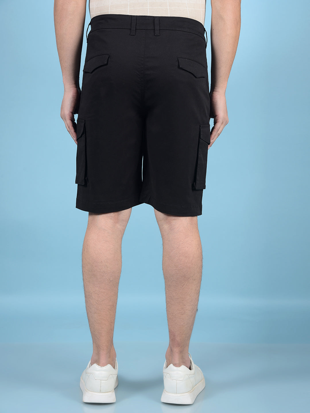Black Cargo Shorts-Men Shorts-Crimsoune Club