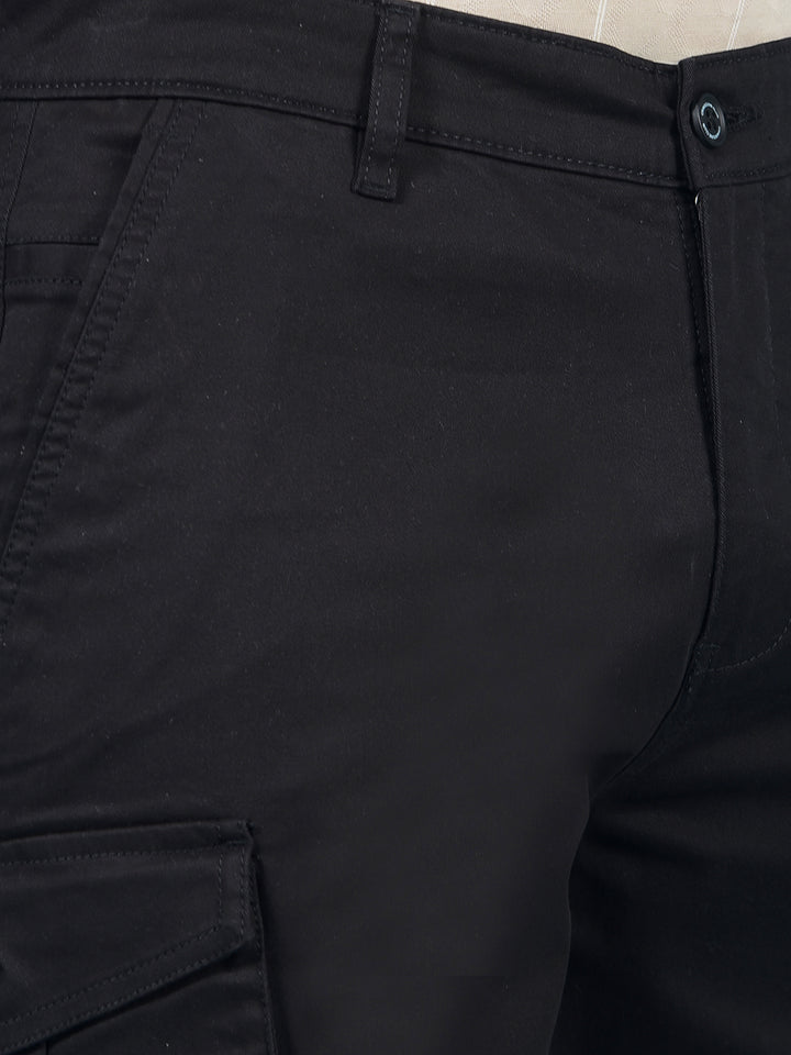 Black Cargo Shorts-Men Shorts-Crimsoune Club