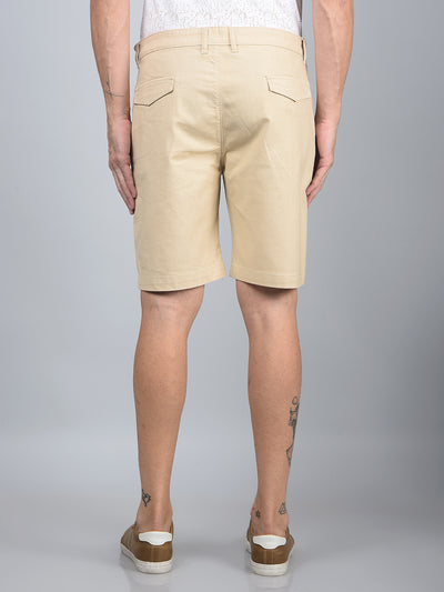 Beige Cotton Shorts-Men Shorts-Crimsoune Club