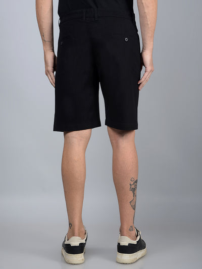 Black Cotton Shorts-Men Shorts-Crimsoune Club
