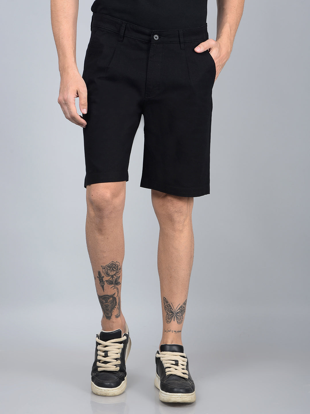 Black Cotton Shorts-Men Shorts-Crimsoune Club