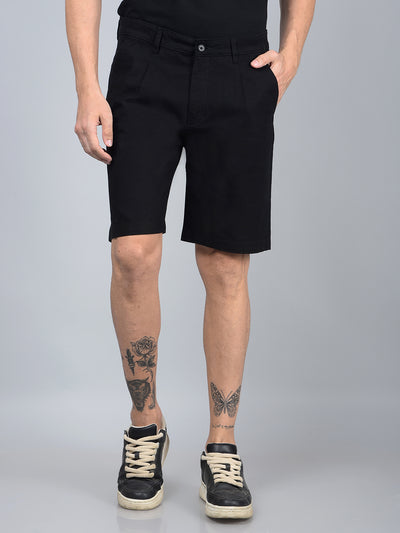 Black Cotton Shorts-Men Shorts-Crimsoune Club