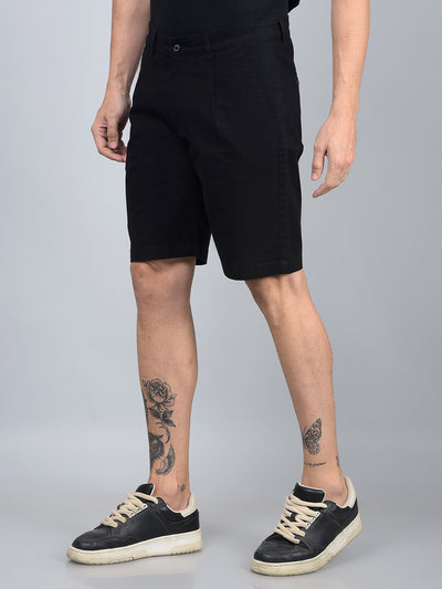 Black Cotton Shorts-Men Shorts-Crimsoune Club