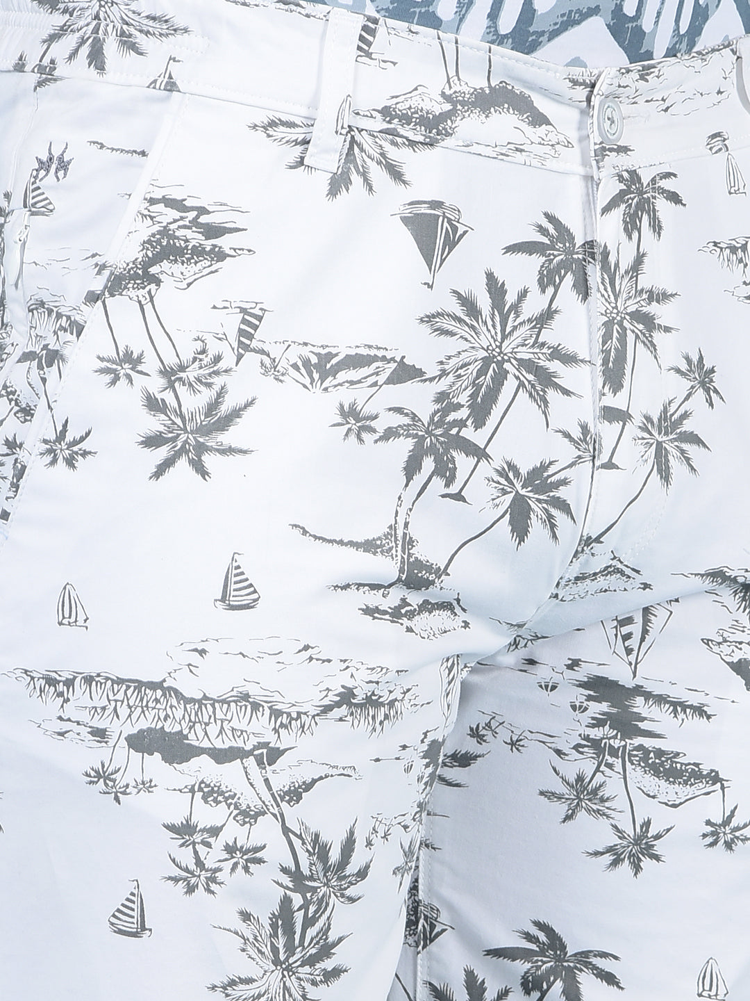 White Floral Print 100% Cotton Shorts-Men Shorts-Crimsoune Club