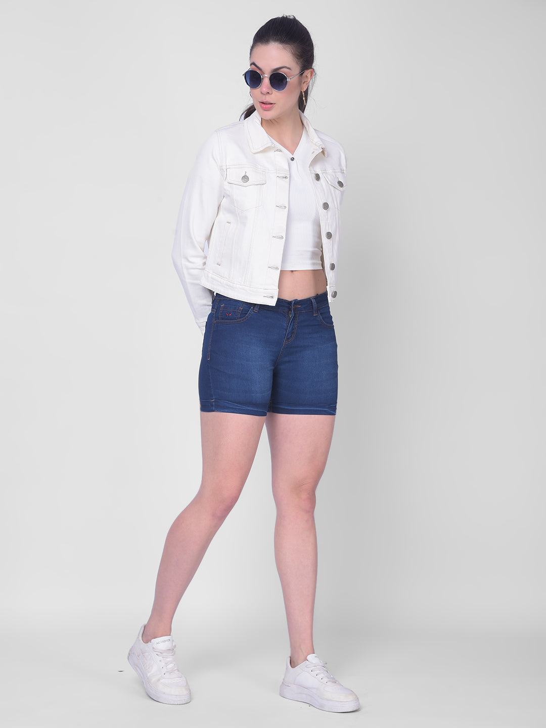 Navy Blue Shorts-Women Shorts-Crimsoune Club