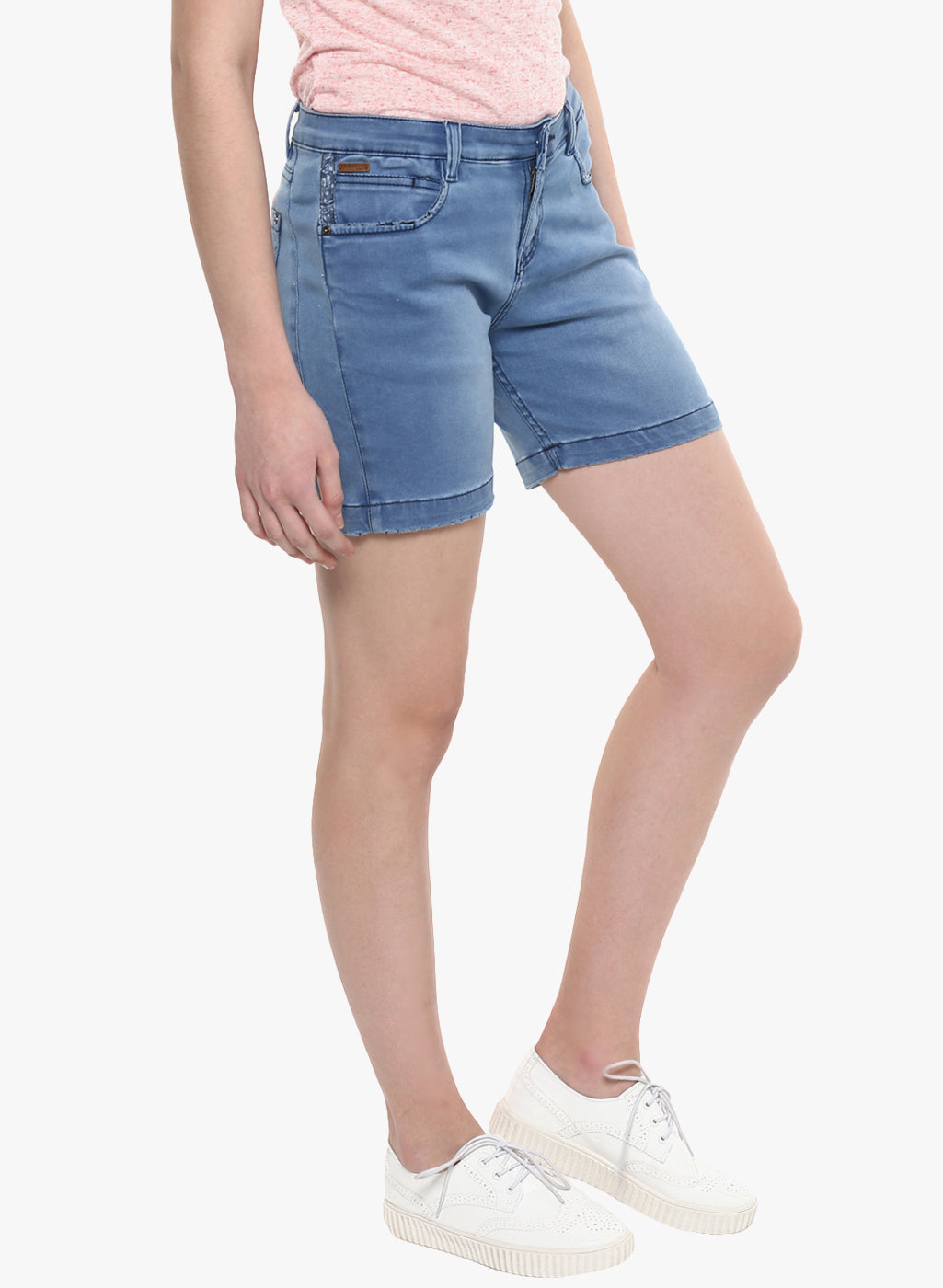 Black Solid Denim Shorts-Women Shorts-Crimsoune Club