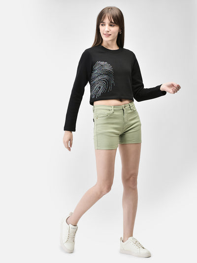 Olive Shorts-Women Shorts-Crimsoune Club