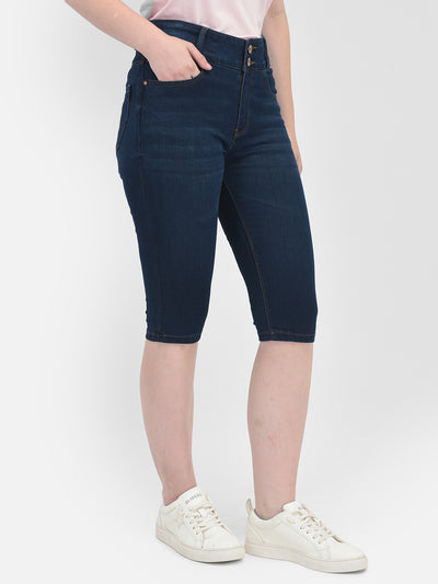 Navy Blue Capris-Women Capris-Crimsoune Club