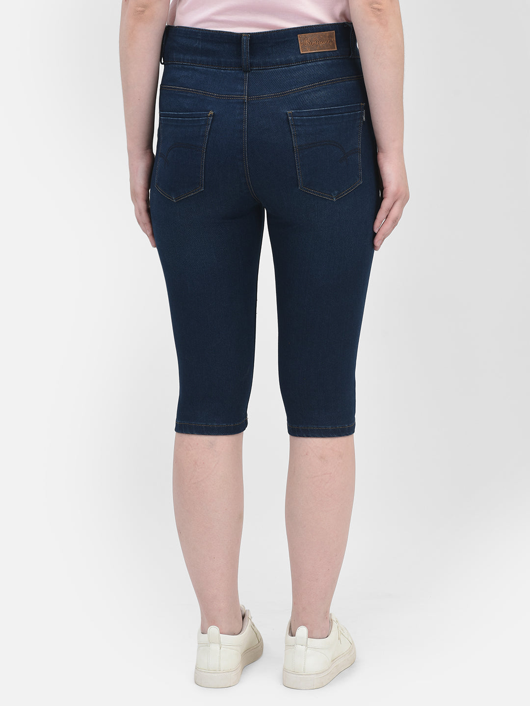 Navy Blue Capris-Women Capris-Crimsoune Club