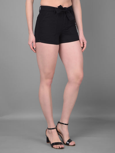 Black Hot Pants-Women Shorts-Crimsoune Club