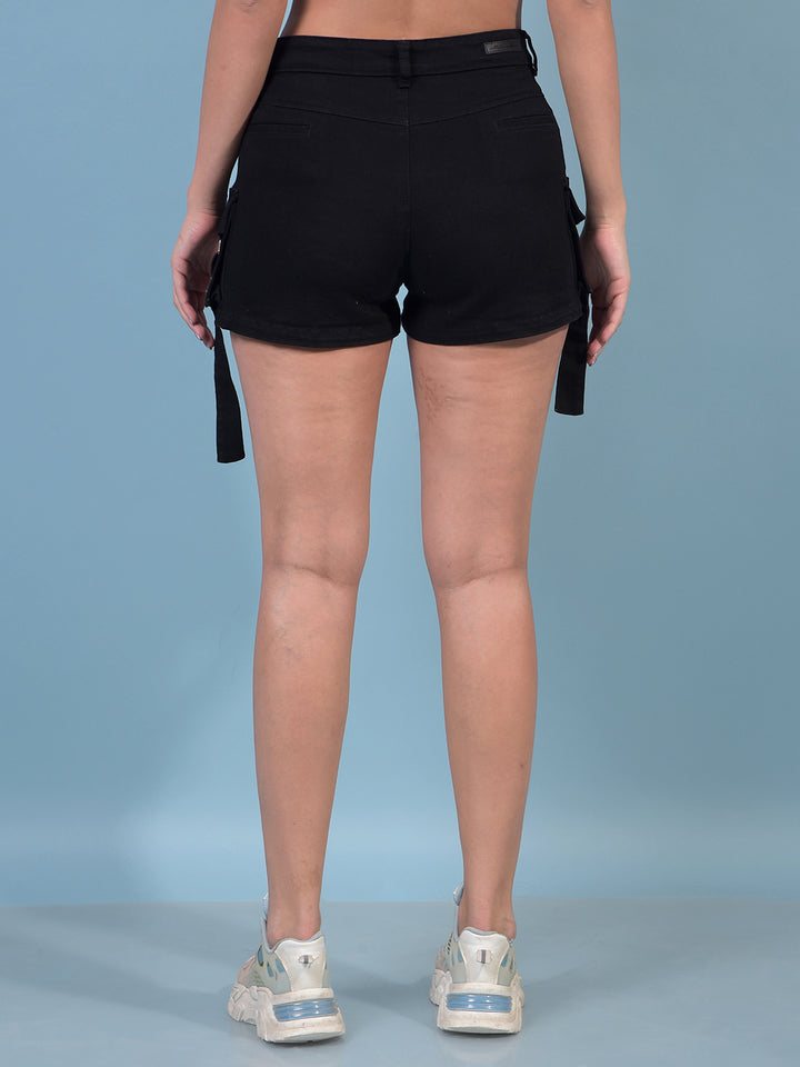 Black Hot Pants-Women Shorts-Crimsoune Club