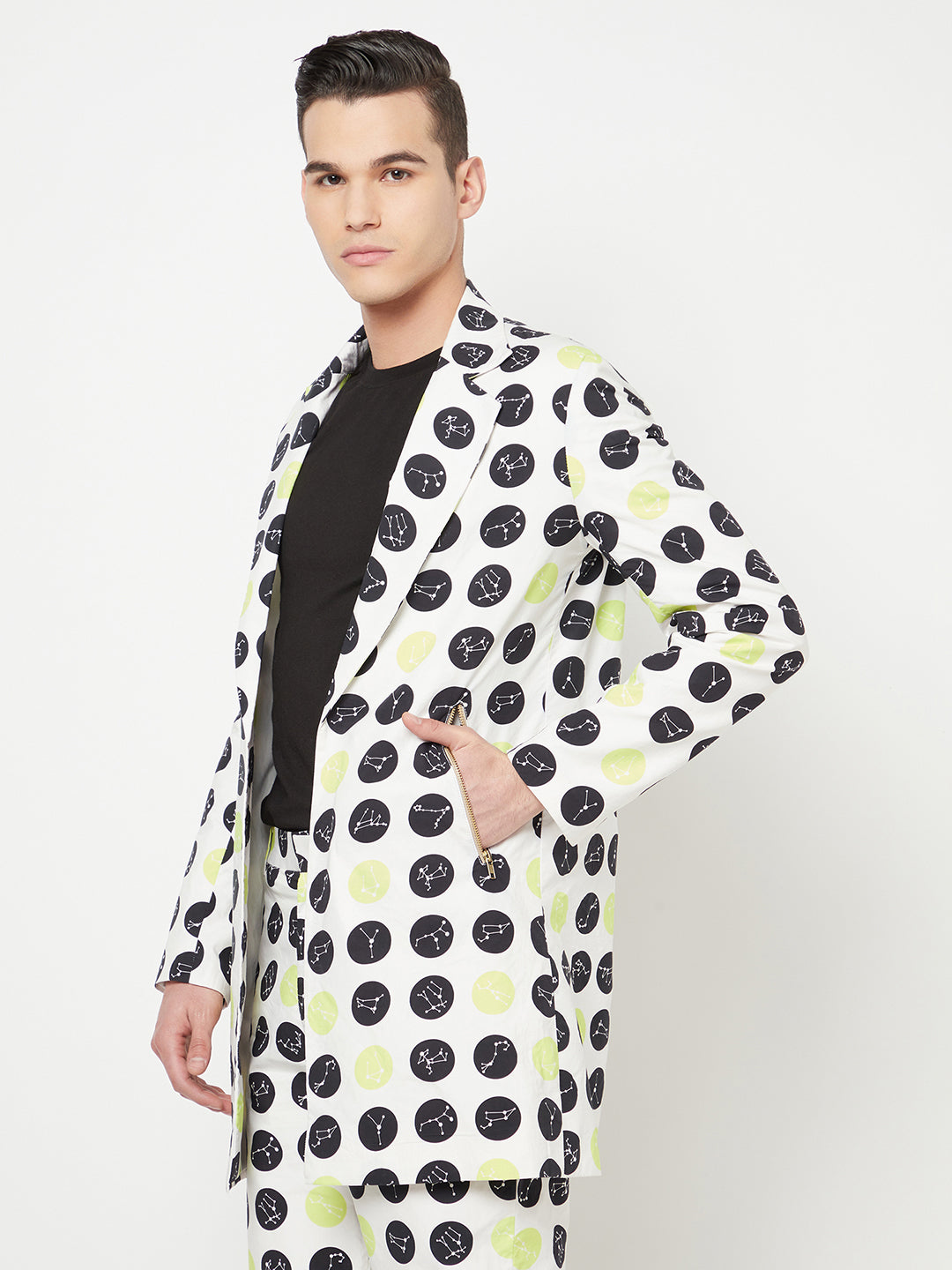 Constellation Printed Polka Dot Blazer-Men Blazers-Crimsoune Club