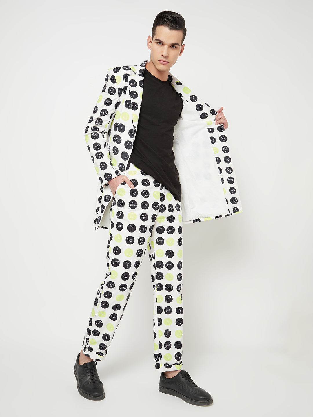 Constellation Printed Polka Dot Blazer-Men Blazers-Crimsoune Club