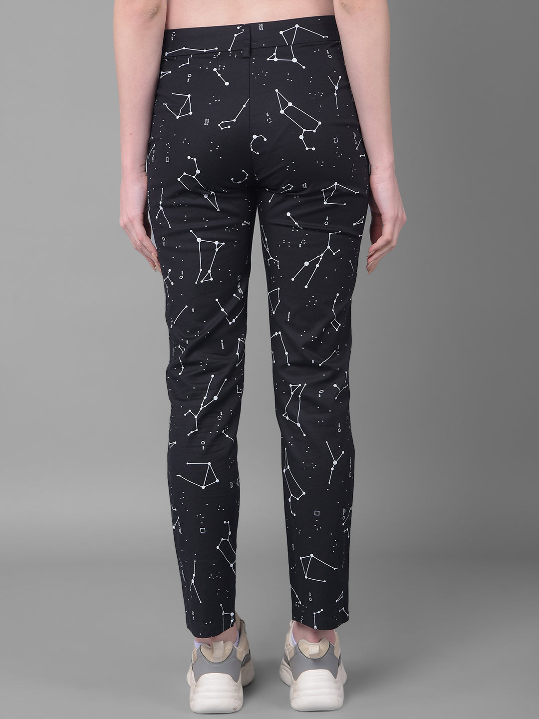 Black Constellation Straight Trousers-Women Trousers-Crimsoune Club