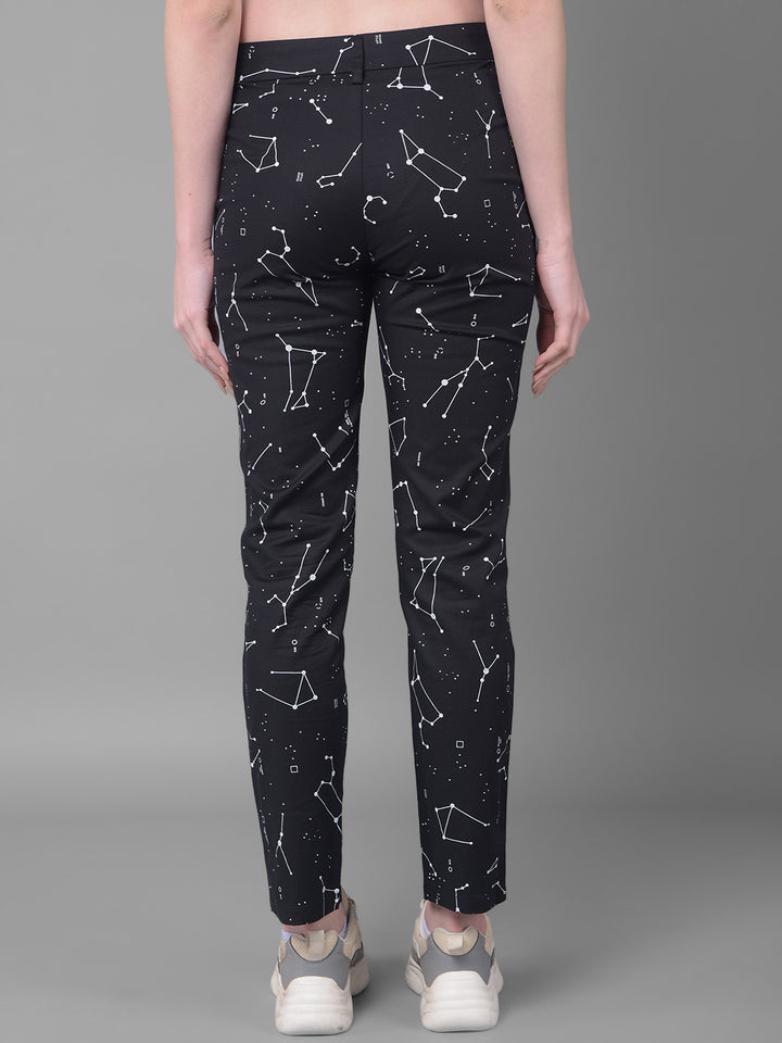 Black Constellation Straight Trousers-Women Trousers-Crimsoune Club