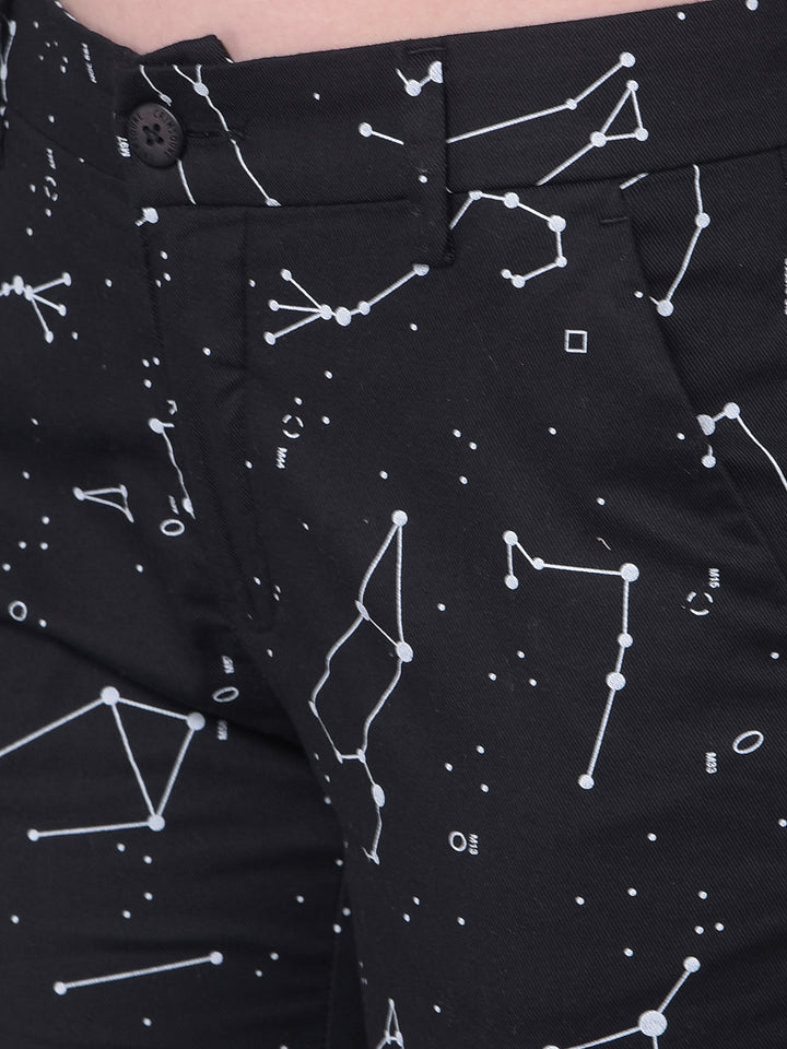 Black Constellation Straight Trousers-Women Trousers-Crimsoune Club