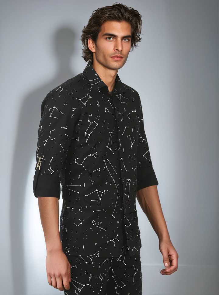 Black Constellation Shirt-Men Shirts-Crimsoune Club