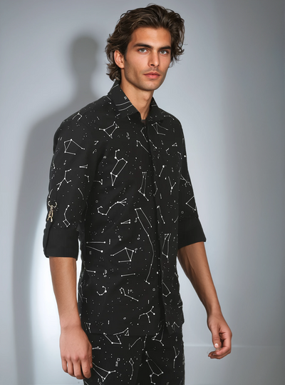 Black Constellation Shirt-Men Shirts-Crimsoune Club