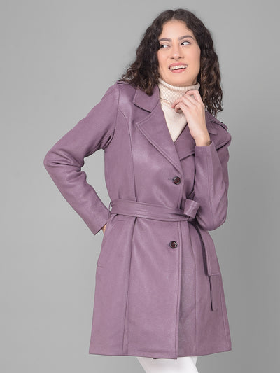 Purple Suede Trench Coat-Women Coats-Crimsoune Club