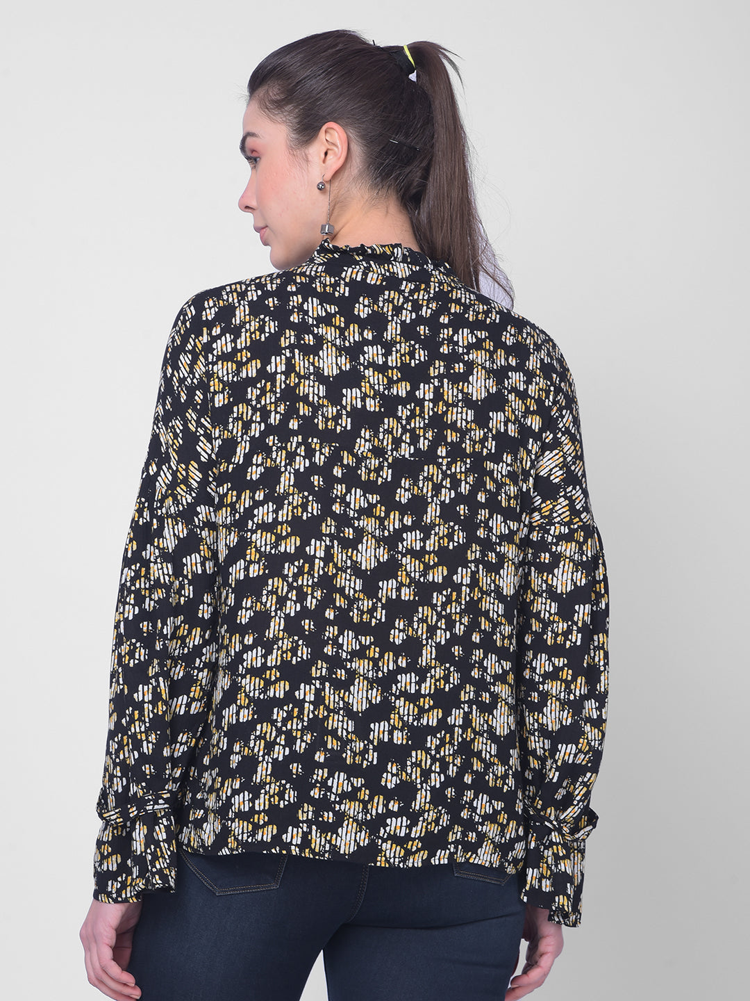 Floral Black Top-Women Tops-Crimsoune Club