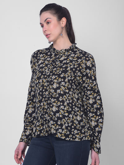 Floral Black Top-Women Tops-Crimsoune Club