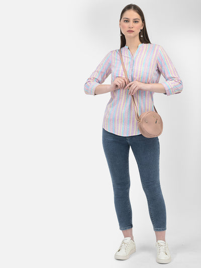 Striped Multicolored-Colour Top-Women Tops-Crimsoune Club