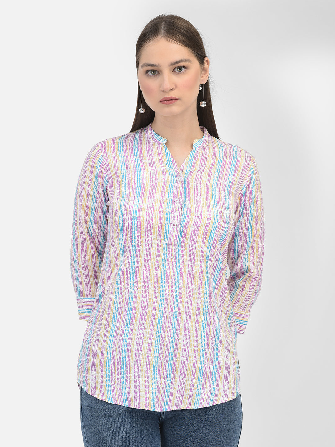 Striped Multicolored-Colour Top-Women Tops-Crimsoune Club