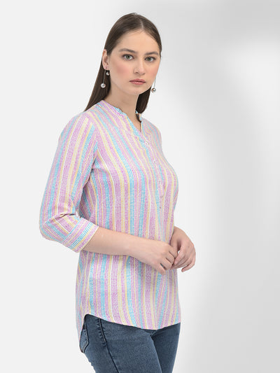 Striped Multicolored-Colour Top-Women Tops-Crimsoune Club