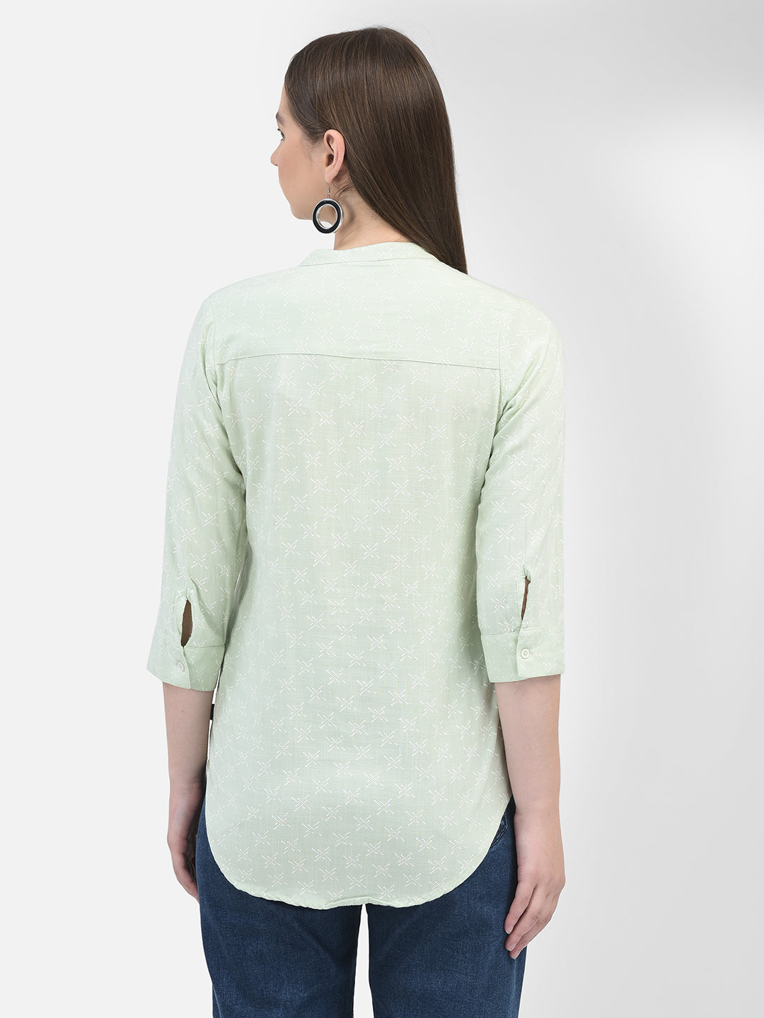 Printed Green Top-Women Tops-Crimsoune Club