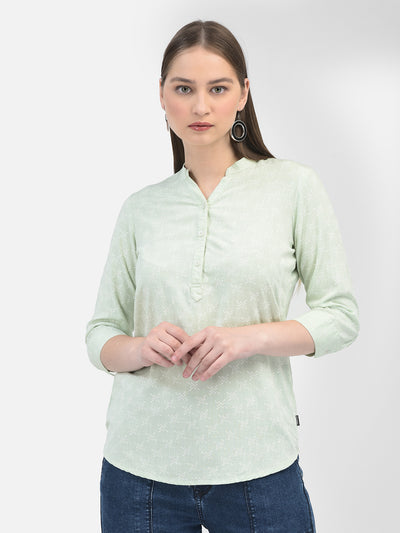 Printed Green Top-Women Tops-Crimsoune Club