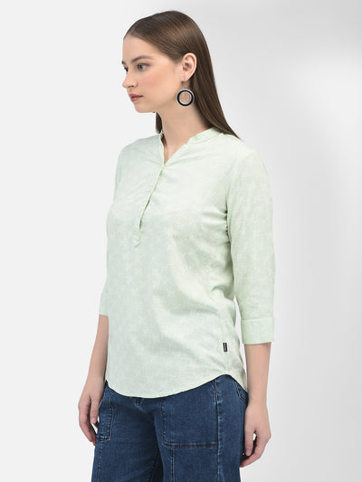 Printed Green Top-Women Tops-Crimsoune Club