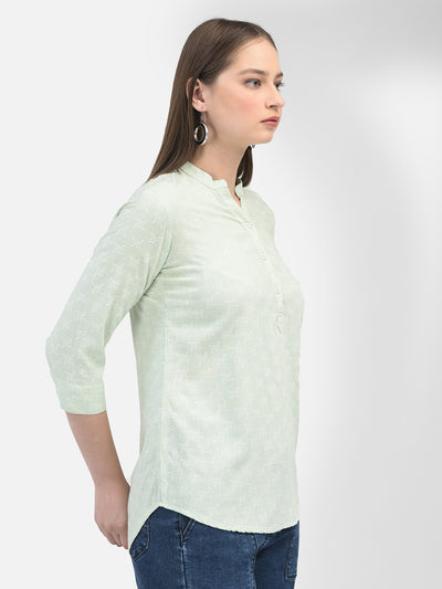 Printed Green Top-Women Tops-Crimsoune Club