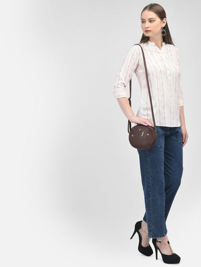 Striped Peach Top-Women Tops-Crimsoune Club