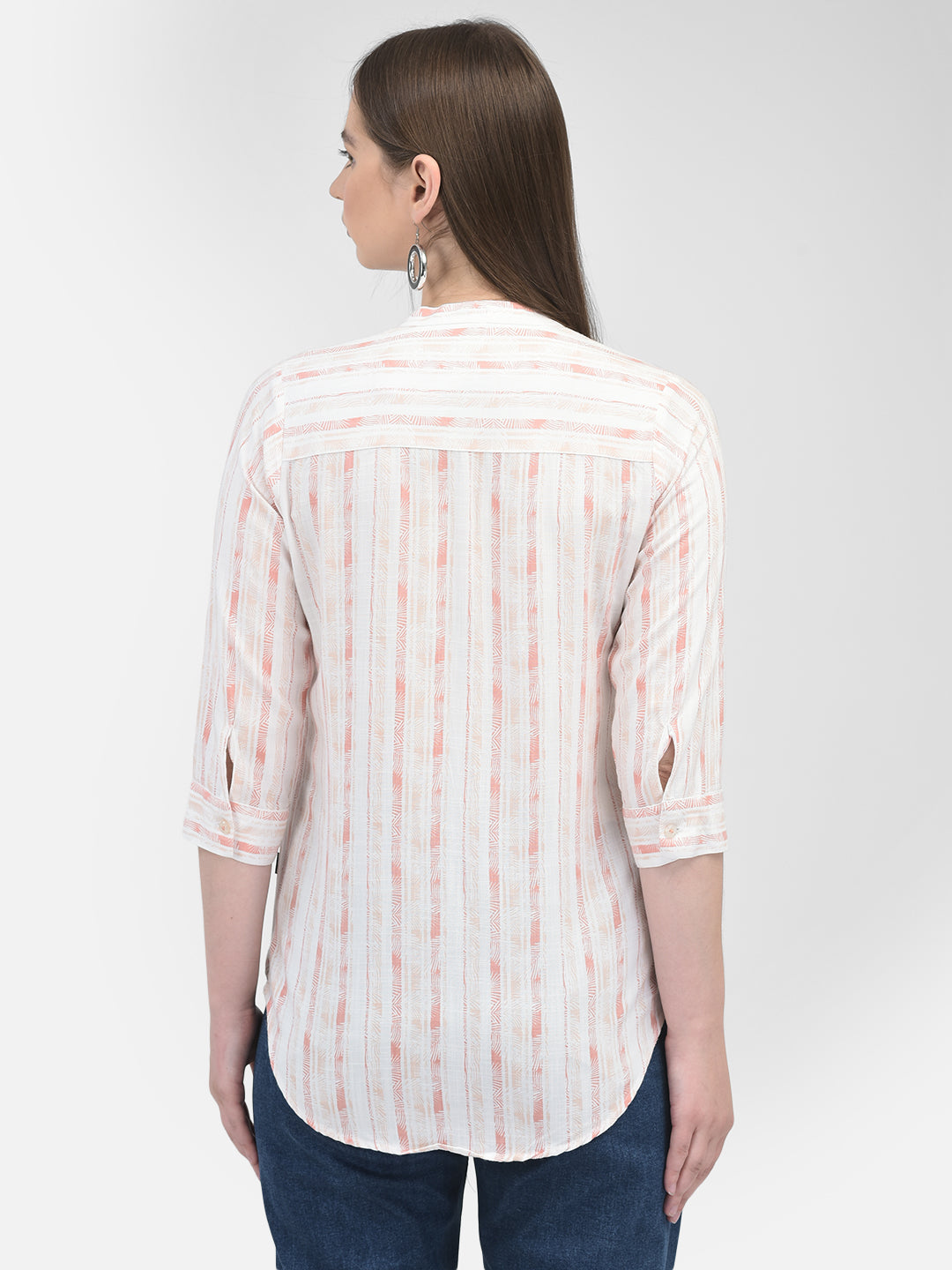 Striped Peach Top-Women Tops-Crimsoune Club