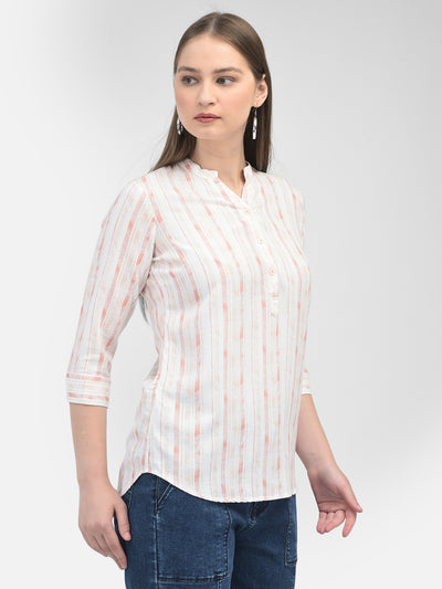 Striped Peach Top-Women Tops-Crimsoune Club