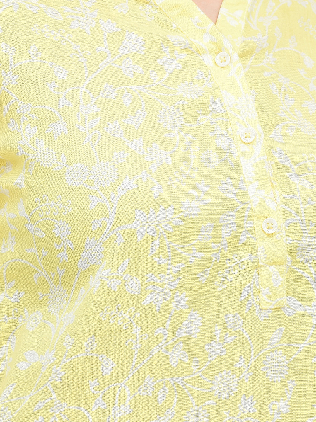 Floral Print Yellow Top-Women Tops-Crimsoune Club