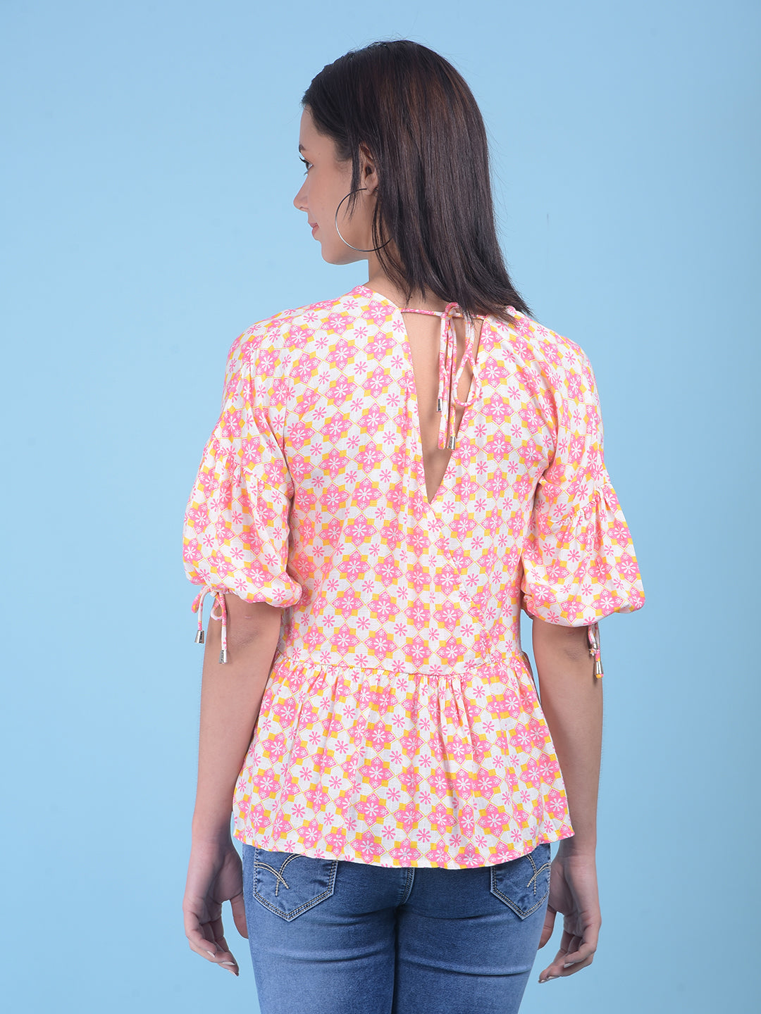 Printed Pink Top-Women Tops-Crimsoune Club