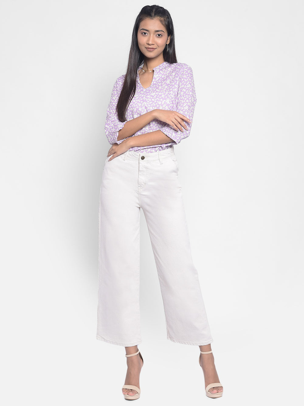 Purple Printed Top-Women Tops-Crimsoune Club