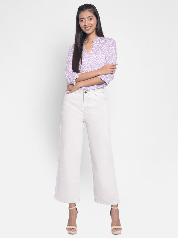 Purple Printed Top-Women Tops-Crimsoune Club