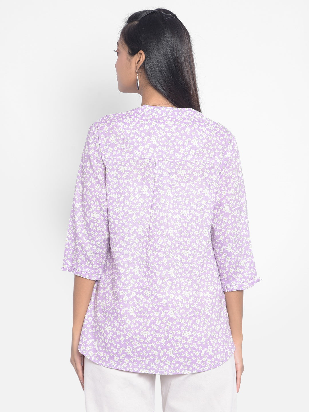 Purple Printed Top-Women Tops-Crimsoune Club