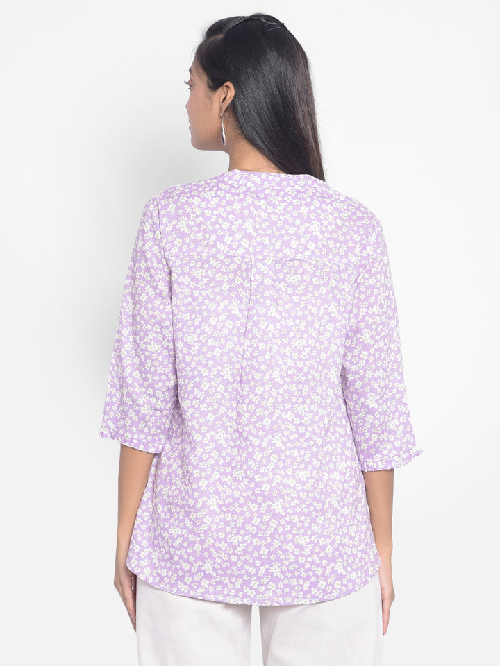 Purple Printed Top-Women Tops-Crimsoune Club