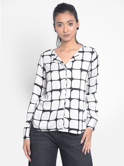 White Checked Top With Slits-Women Tops-Crimsoune Club