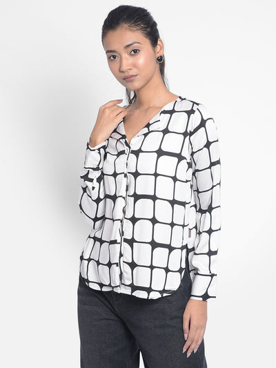 White Checked Top With Slits-Women Tops-Crimsoune Club