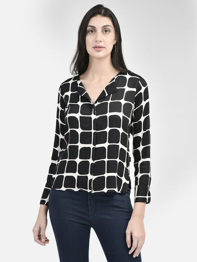 Black Printed Top-Women Tops-Crimsoune Club