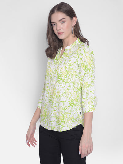 Green Printed Top-Women Tops-Crimsoune Club