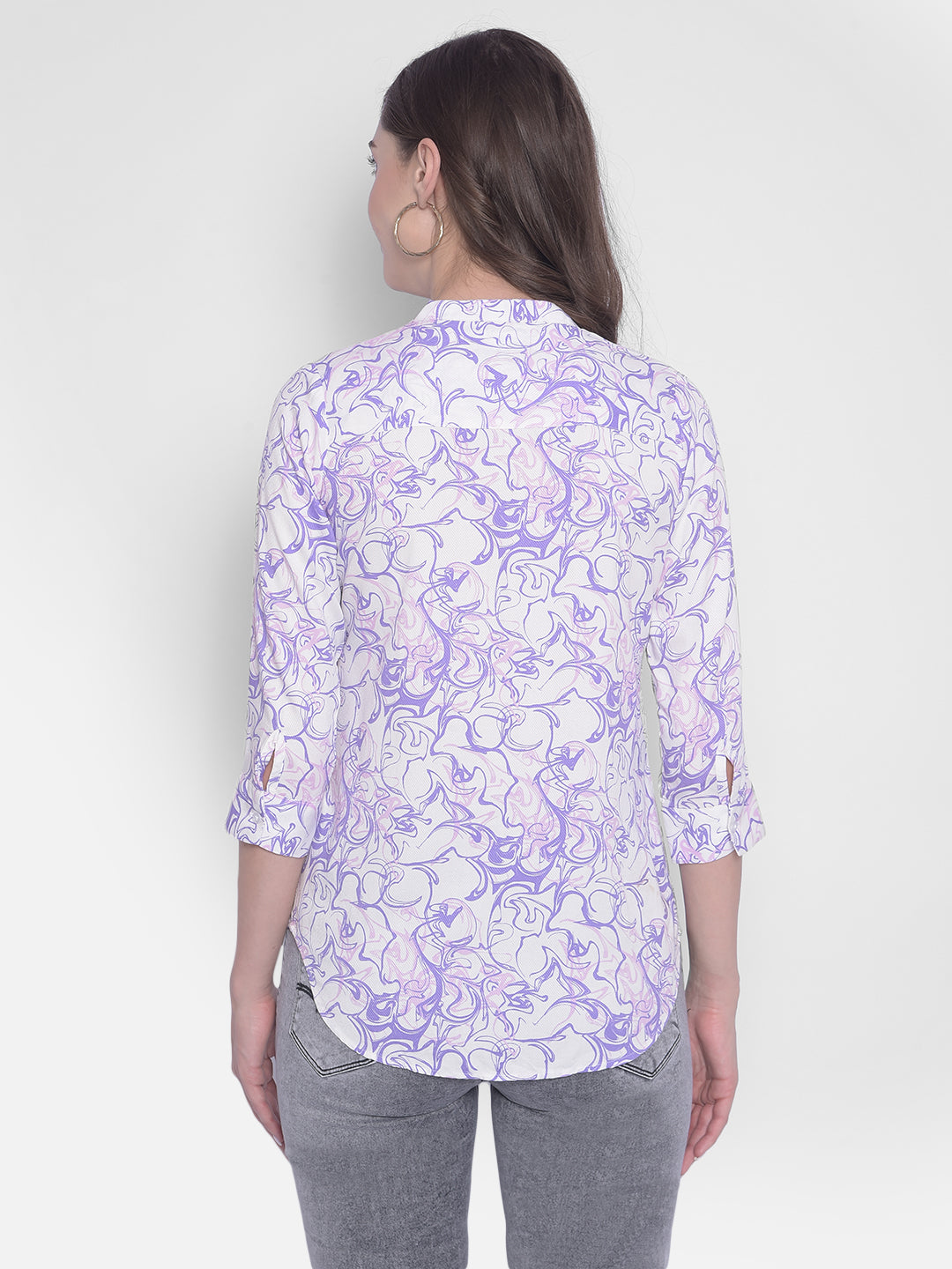 Purple Printed Top-Women Tops-Crimsoune Club