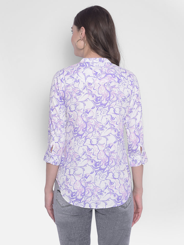 Purple Printed Top-Women Tops-Crimsoune Club