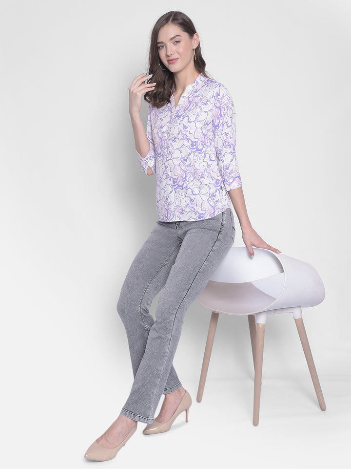 Purple Printed Top-Women Tops-Crimsoune Club